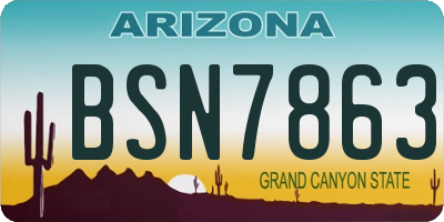 AZ license plate BSN7863