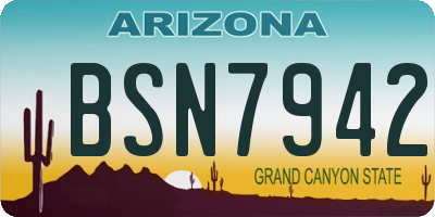 AZ license plate BSN7942