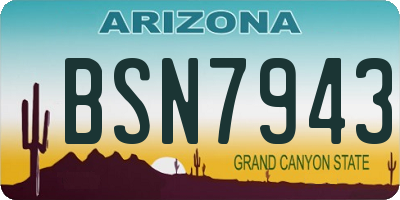 AZ license plate BSN7943