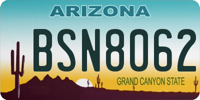 AZ license plate BSN8062
