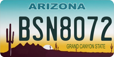 AZ license plate BSN8072