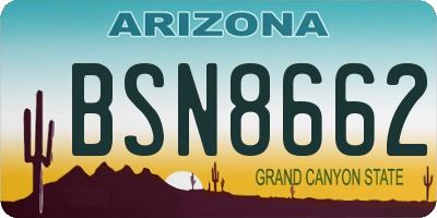 AZ license plate BSN8662