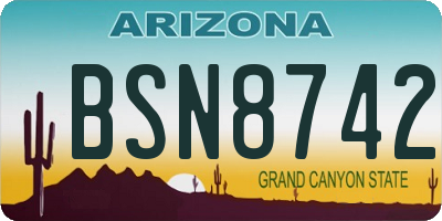 AZ license plate BSN8742