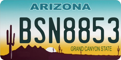 AZ license plate BSN8853