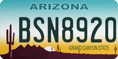 AZ license plate BSN8920