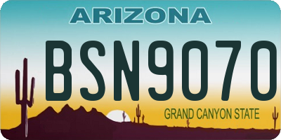 AZ license plate BSN9070