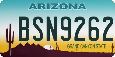AZ license plate BSN9262