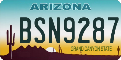AZ license plate BSN9287