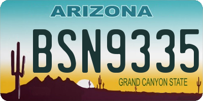 AZ license plate BSN9335