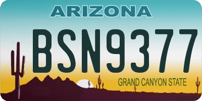 AZ license plate BSN9377
