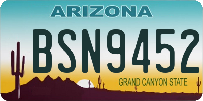 AZ license plate BSN9452