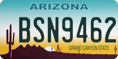 AZ license plate BSN9462