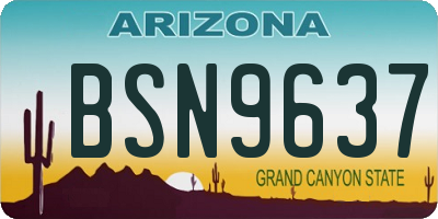 AZ license plate BSN9637