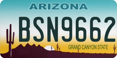 AZ license plate BSN9662