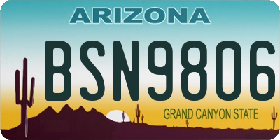 AZ license plate BSN9806