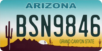 AZ license plate BSN9846
