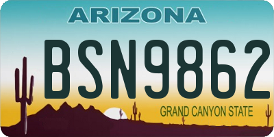 AZ license plate BSN9862