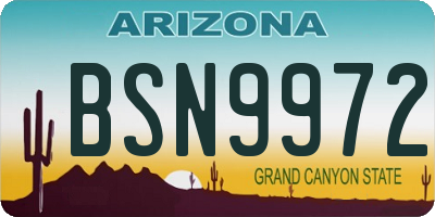 AZ license plate BSN9972