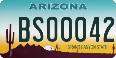 AZ license plate BSO0042