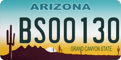 AZ license plate BSO0130