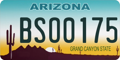 AZ license plate BSO0175