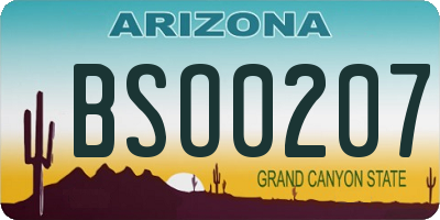 AZ license plate BSO0207