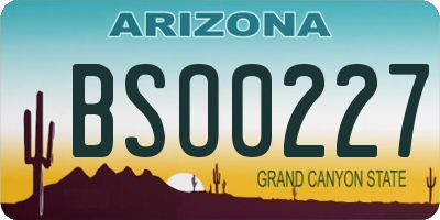 AZ license plate BSO0227