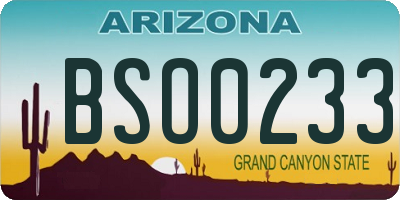 AZ license plate BSO0233