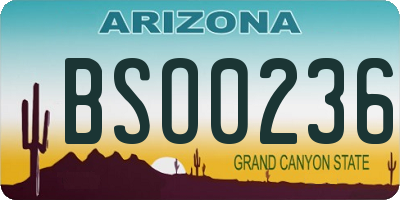 AZ license plate BSO0236