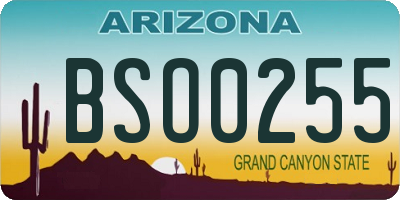 AZ license plate BSO0255