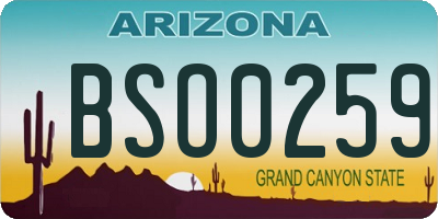 AZ license plate BSO0259