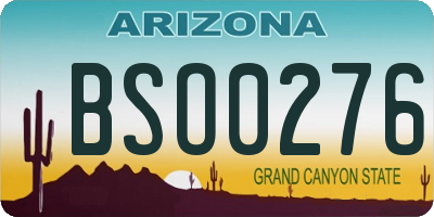 AZ license plate BSO0276