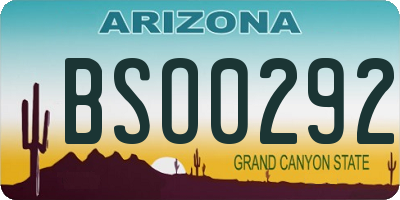 AZ license plate BSO0292