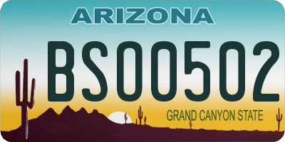 AZ license plate BSO0502