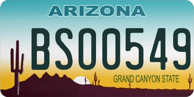 AZ license plate BSO0549