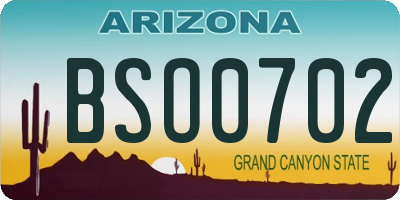 AZ license plate BSO0702