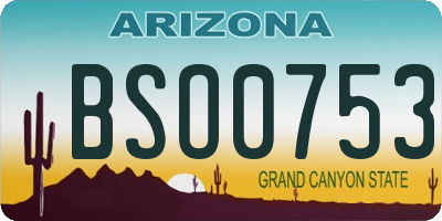 AZ license plate BSO0753