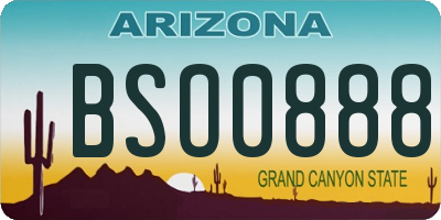 AZ license plate BSO0888