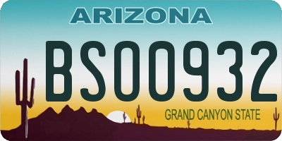 AZ license plate BSO0932