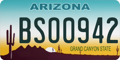 AZ license plate BSO0942