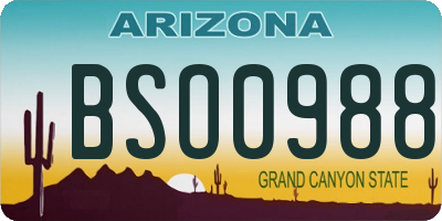 AZ license plate BSO0988