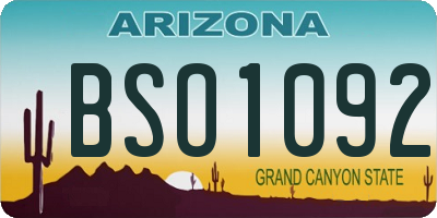 AZ license plate BSO1092