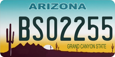 AZ license plate BSO2255