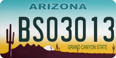 AZ license plate BSO3013