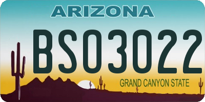 AZ license plate BSO3022