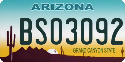 AZ license plate BSO3092