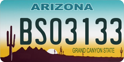 AZ license plate BSO3133