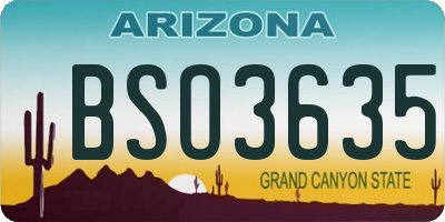 AZ license plate BSO3635