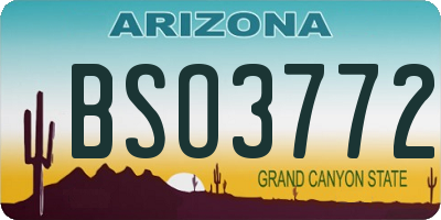 AZ license plate BSO3772