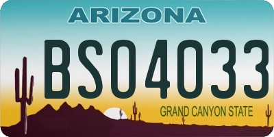 AZ license plate BSO4033